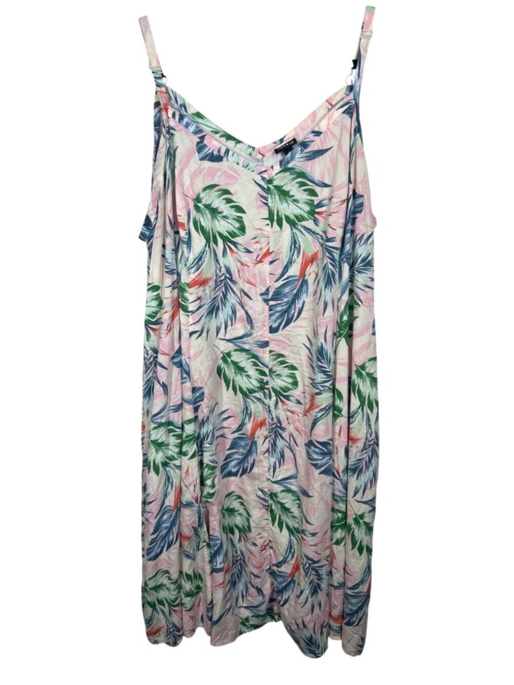 Torrid Tropical Leaves Midi Dress Sz 3 Sleeveless Trapeze Challis Resort Wear